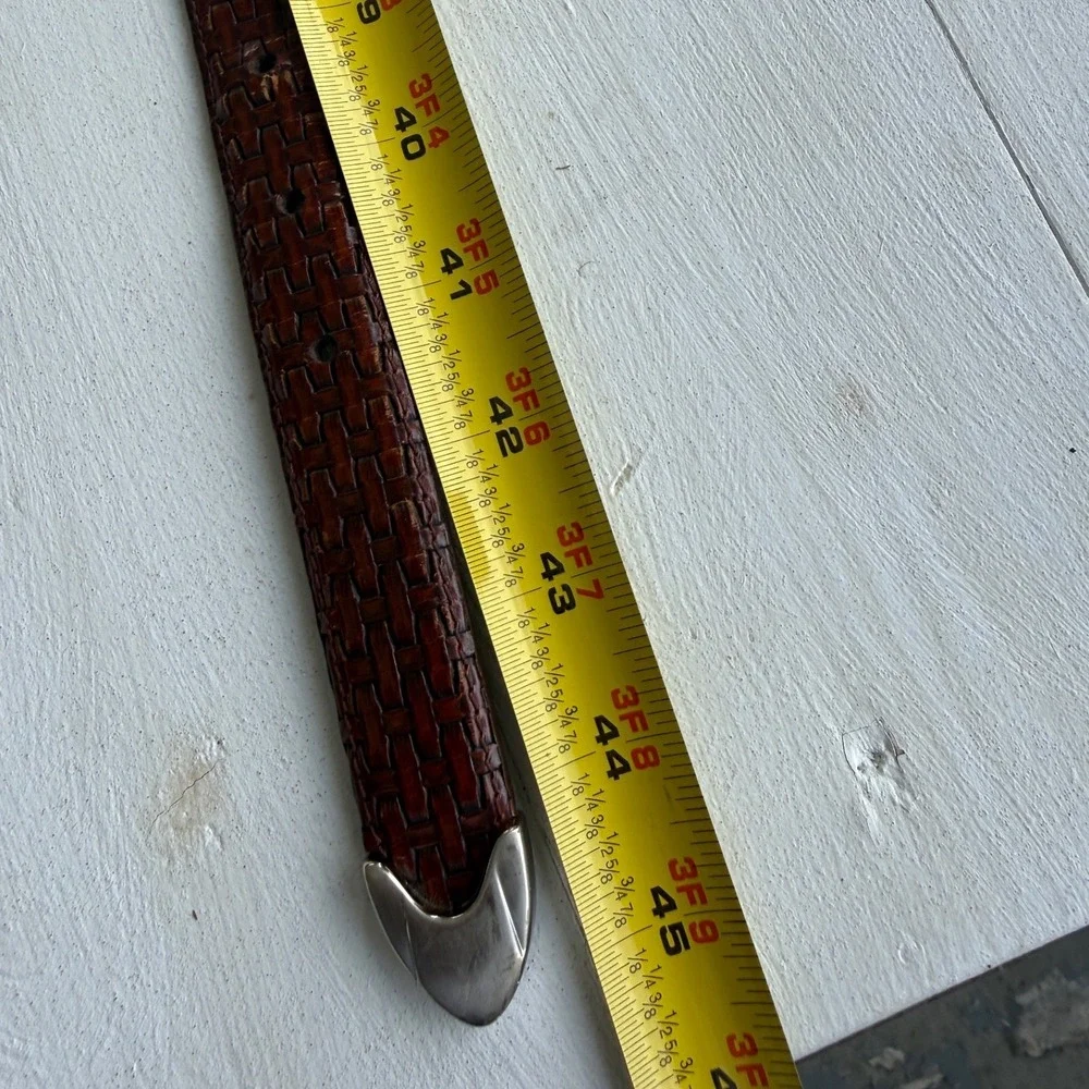 Greg Norman Mens Brown Woven Leather Belt GNS5AB12-214 Size 40/100